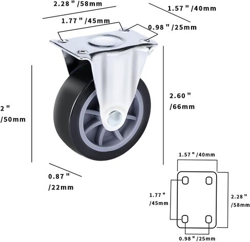 2" Swivel Caster Wheels Set of 4, Heavy Duty Castors Silent Rolling Polyurethane Top Plate Casters Wheels for Cart, Workbench, Furniture in Saudi Arabia
