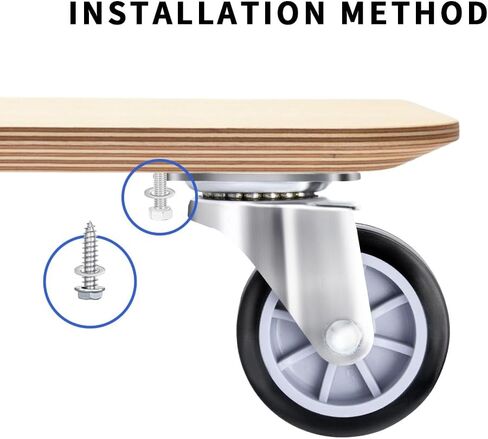 2" Swivel Caster Wheels Set of 4, Heavy Duty Castors Silent Rolling Polyurethane Top Plate Casters Wheels for Cart, Workbench, Furniture in Saudi Arabia