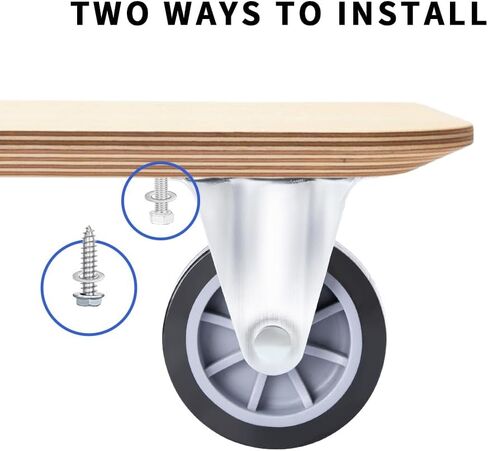 2" Swivel Caster Wheels Set of 4, Heavy Duty Castors Silent Rolling Polyurethane Top Plate Casters Wheels for Cart, Workbench, Furniture in Saudi Arabia