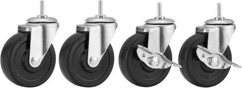 3-Inch Casters for Shelf Unit, Set of 4,Threaded Stem 1/4",5/16",3/8" Stem All Include,Universal for All Kinds of Shelving Unit in Saudi Arabia