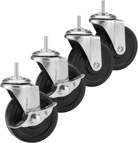 3-Inch Casters for Shelf Unit, Set of 4,Threaded Stem 1/4",5/16",3/8" Stem All Include,Universal for All Kinds of Shelving Unit in Saudi Arabia