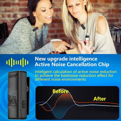 Wireless Lavalier Lapel Microphone for iPhone iPad,Mini Microphone with Portable Charging Case，65FT Long Distance Transmission Wireless Mic,Auto-Sync NO APP or Bluetooth Needed in Saudi Arabia