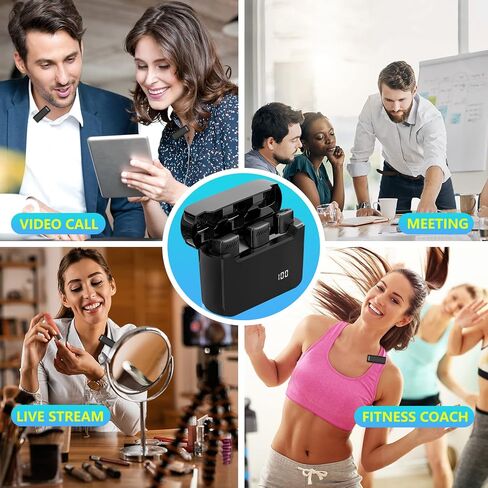 Wireless Lavalier Lapel Microphone for iPhone iPad,Mini Microphone with Portable Charging Case，65FT Long Distance Transmission Wireless Mic,Auto-Sync NO APP or Bluetooth Needed in Saudi Arabia