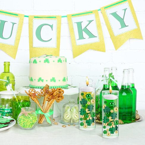 2124 قطعة من زينة شمروخ حشو مزهرية عيد القديس باتريك للؤلؤ حشو المزهرية للمزهريات مع 10 قطع شموع غير معطرة لديكور طاولة حفلات عيد القديس باتريك in Kuwait