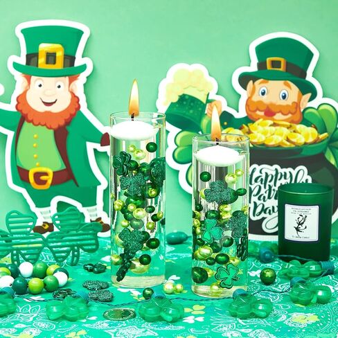 2124 قطعة من زينة شمروخ حشو مزهرية عيد القديس باتريك للؤلؤ حشو المزهرية للمزهريات مع 10 قطع شموع غير معطرة لديكور طاولة حفلات عيد القديس باتريك in Kuwait