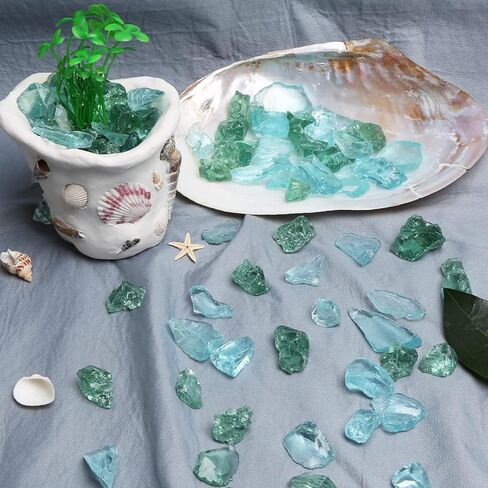 Sea Glass Bulk for Crafts, Approx 16 oz Seaglass Pieces Decor, Bulk Crushed Glass for Beach Wedding Aquarium Vase Fillers in Kuwait
