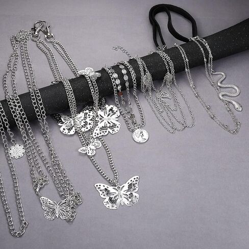 ORAZIO سلاسل الجينز البطن الخصر سلسلة مثير حزام السراويل سلسلة الفضة مطلية بالذهب سلسلة الجسم للنساء العقلية فراشة القلب جيب المحفظة سلسلة مجوهرات ثعبان الساق سلسلة متعددة الطبقات قابل للتعديل الذراع الكفة in Kuwait