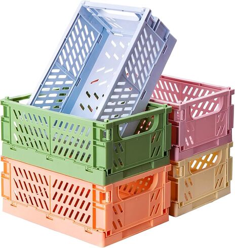 monomono 5-Pack Plastic Baskets for Organizing, Collapsible Folding Crates for Storage and Organization, Bathroom Storage (Multicolor, 9.8x6.5x3.8 in) in Saudi Arabia