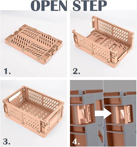 monomono 5-Pack Plastic Baskets for Organizing, Collapsible Folding Crates for Storage and Organization, Bathroom Storage (Multicolor, 9.8x6.5x3.8 in) in Saudi Arabia