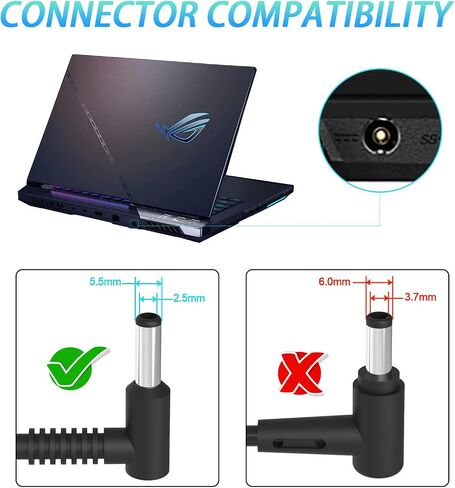 120W AC Charger Fit for Asus ROG GL551J GL552VW GL553V GL752VW GL753VE N550JK N550JX ZX53VW FX53VD G56JK N56JR VivoBook Q550L X550 X750J X750JA PA-1121-28 Gaming Laptop Power Adapter in Saudi Arabia