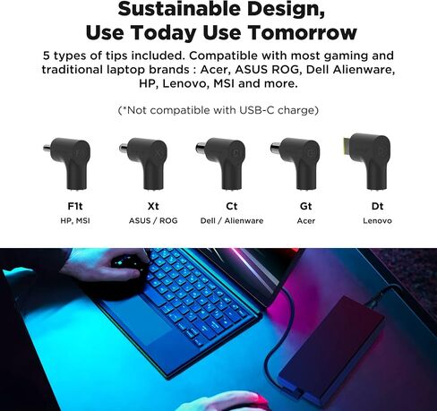 Innergie T18 180W 150W 19.5v 9.23a Universal Laptop Charger for MSI Gaming Laptop, MSI ac Power Cord, Universal Tips for Dell, ASUS, HP, Lenovo, Acer, and More. 9ft | Compatible MSI Gaming Laptop GF75 GS75 Stealth, Levono, ROG, Alienware Laptop Power Supp in Kuwait