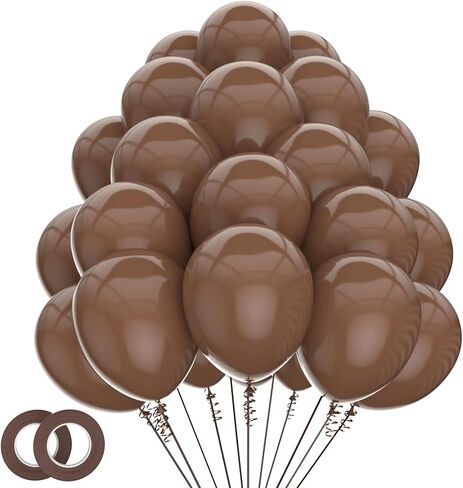 100Pack Dark Brown Latex Balloons, 12inch Balloons Premium Helium Quality Balloons for Party Supplies and Decorations(With 2 Gold Ribbons) in Saudi Arabia