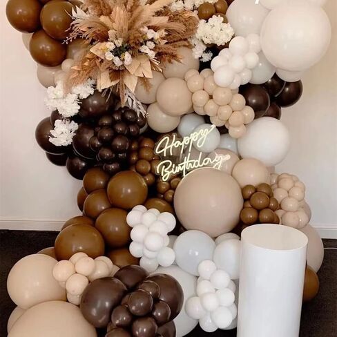 100Pack Dark Brown Latex Balloons, 12inch Balloons Premium Helium Quality Balloons for Party Supplies and Decorations(With 2 Gold Ribbons) in Saudi Arabia