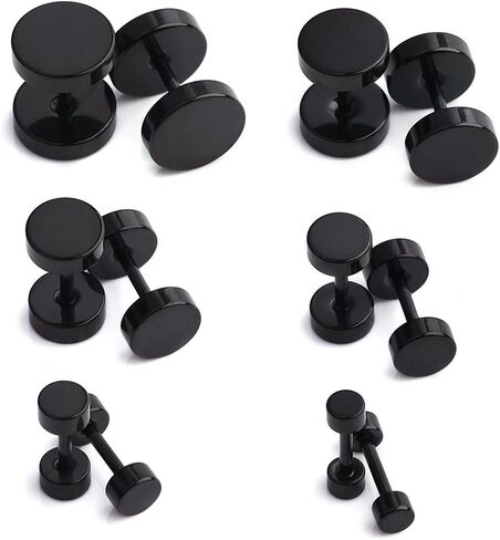 Ruifan 18G Stainless Steel Mens Womens Faux Gauges Ear Plugs Tunnel Earrings Stud 3-8mm 6Pairs in Saudi Arabia