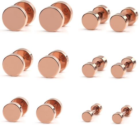 Ruifan 18G Stainless Steel Mens Womens Faux Gauges Ear Plugs Tunnel Earrings Stud 3-8mm 6Pairs in Saudi Arabia