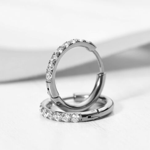 TGNEL أقراط دائرية من التيتانيوم للرجال والنساء، أقراط هاجي عادية/مكعبة من الزركونيا، أقراط أنيقة من الغضروف/الحلزون من التيتانيوم للأذنين الحساسة in Kuwait