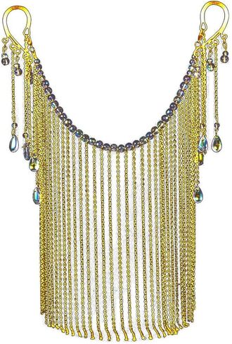 Rhinestone Tassels Face Veil Ear-hanging Mask Belly Dancing Veil Ancient Chinese Princess Hanfu Accessories in Saudi Arabia