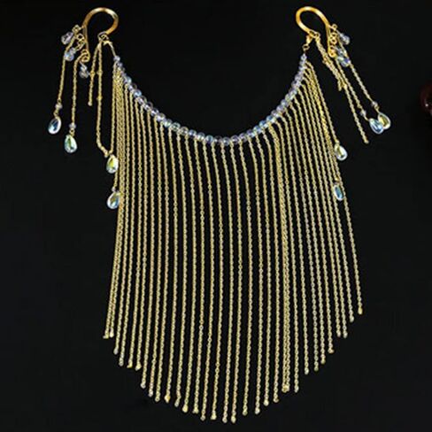 Rhinestone Tassels Face Veil Ear-hanging Mask Belly Dancing Veil Ancient Chinese Princess Hanfu Accessories in Saudi Arabia