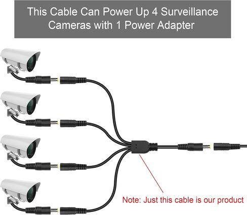 GINTOOYUN DC5525 Splitter Power Cable 1 Male to 4 Female 5.5mm X 2.5mm 24V DC Power Extension Cable for Camera,LED Strip Light,Laptops etc 0.7m (1 to 4 Way) in Saudi Arabia