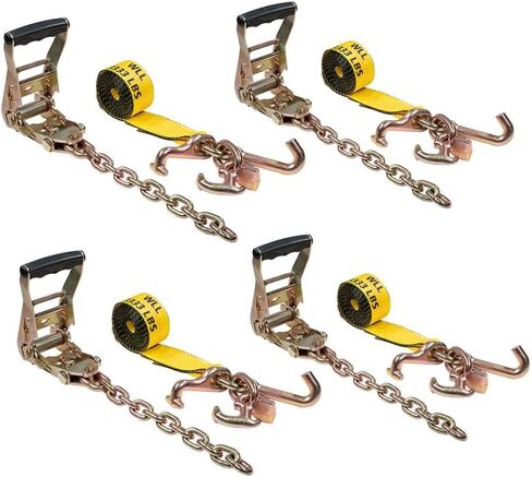 Mytee Products (4 Pack) 2" Chain Ratchet Straps w/RTJ Tie Down Roll Back Tow Truck Car Hauler in Saudi Arabia