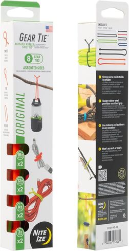 Nite Ize Original Gear Tie - Assorted Length Reusable Rubber Twist Tie - Reusable Gear Ties - Electric Cord Organizers - Twist Ties for Cords - Reusable Zip Ties - Assorted Colors & Sizes, 8 Pack in Saudi Arabia