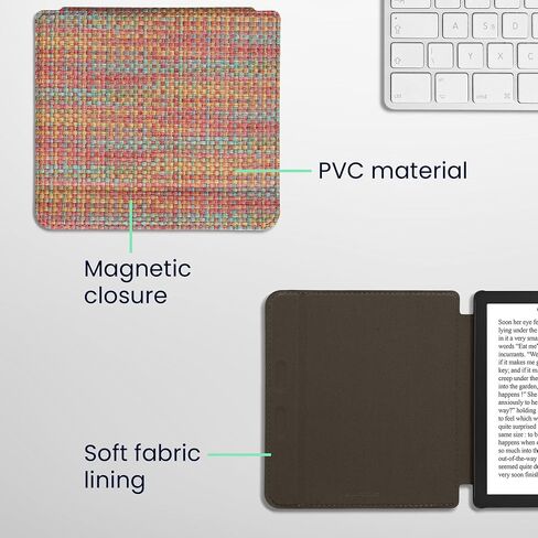 kwmobile Cover Compatible with Kobo Libra 2 Cover - PVC eReader Case - Colorful Yellow/Red/Green in Saudi Arabia