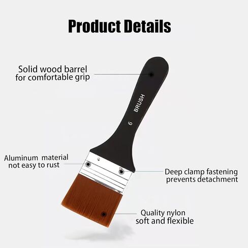 مجموعة من 7 فرش طلاء مسطحة للطلاء الأكريليك، فرش طلاء نايلون بأحجام متنوعة، فرش طلاء ناعمة، فرشاة ورنيش الفنان لتطبيق الجيسو والأكريليك والزيت والطلاء والورنيش والألوان المائية in Kuwait