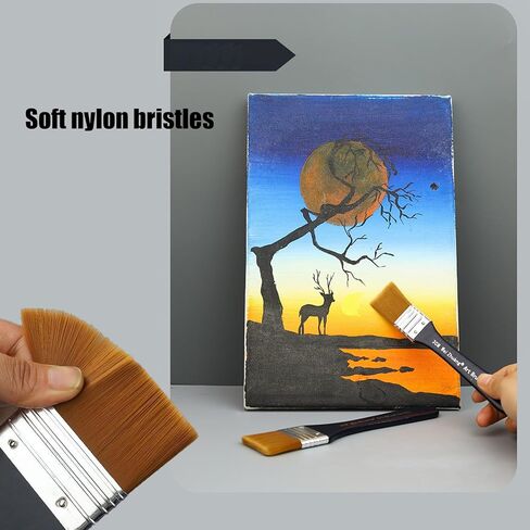 مجموعة من 7 فرش طلاء مسطحة للطلاء الأكريليك، فرش طلاء نايلون بأحجام متنوعة، فرش طلاء ناعمة، فرشاة ورنيش الفنان لتطبيق الجيسو والأكريليك والزيت والطلاء والورنيش والألوان المائية in Kuwait