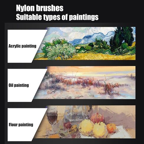 مجموعة من 7 فرش طلاء مسطحة للطلاء الأكريليك، فرش طلاء نايلون بأحجام متنوعة، فرش طلاء ناعمة، فرشاة ورنيش الفنان لتطبيق الجيسو والأكريليك والزيت والطلاء والورنيش والألوان المائية in Kuwait