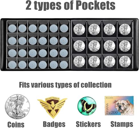 كتاب حامل مجموعة العملات المعدنية من مودور لهواة التجميع، لوازم تنظيم ألبوم تخزين العملات المعدنية للدايم والسنت والنيكل والربع ونصف الدولار وعملات الدولار الفضية in Kuwait
