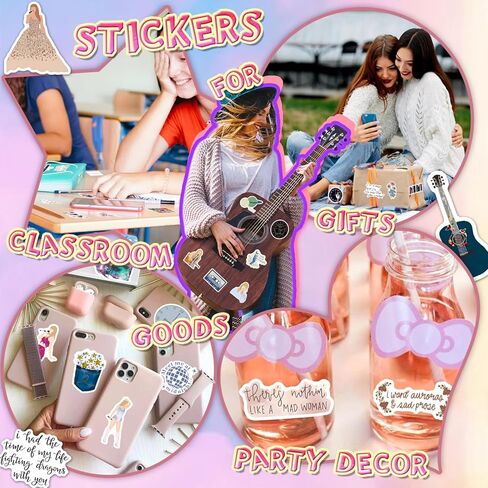 200 قطعة من ملصقات أغاني البوب ​​للفتيات والأطفال والمراهقين والبالغين، عبوات ملصقات من الفينيل مقاومة للماء لزجاجة المياه، والكمبيوتر المحمول، ودفتر القصاصات، والأمتعة، والهاتف، وكتابة اليوميات كهدية عيد ميلاد وديكور للحفلات in Kuwait