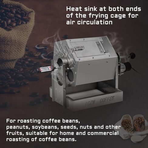 محمصة حبوب القهوة سعة 3.4 لتر، موقد غاز من نوع طبل من الفولاذ المقاوم للصدأ للاستخدام المنزلي والتجاري in Kuwait