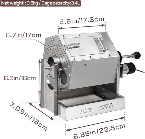محمصة حبوب القهوة سعة 3.4 لتر، موقد غاز من نوع طبل من الفولاذ المقاوم للصدأ للاستخدام المنزلي والتجاري in Kuwait