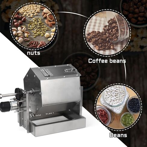 محمصة حبوب القهوة سعة 3.4 لتر، موقد غاز من نوع طبل من الفولاذ المقاوم للصدأ للاستخدام المنزلي والتجاري in Kuwait