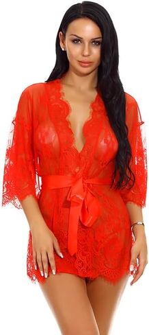 حلم الحب المرأة كيمونو رداء الأزهار الدانتيل بيبي دول الملابس الداخلية شير شبكة ثوب النوم S-XXL in Kuwait