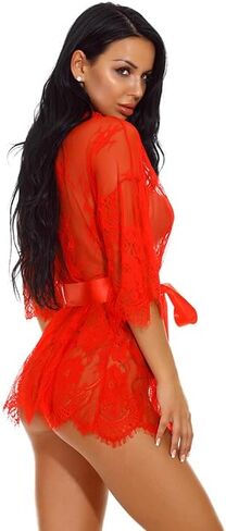 حلم الحب المرأة كيمونو رداء الأزهار الدانتيل بيبي دول الملابس الداخلية شير شبكة ثوب النوم S-XXL in Kuwait