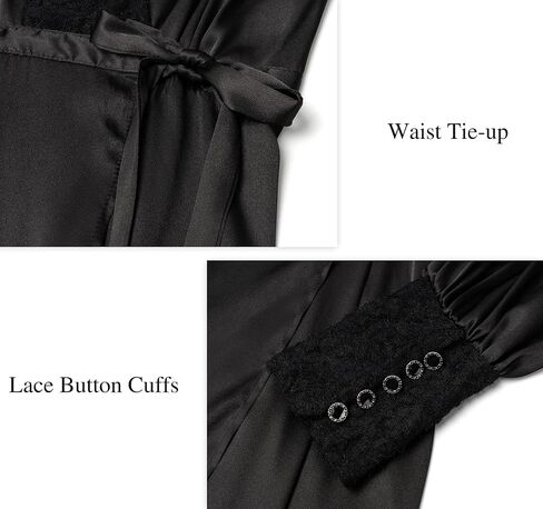 PRODESIGN Women’s Long Lace Robe – Bridal Robe Lacy Trim with Long Sleeves French Robe Slim Fit Cuffs Satin Robe Loungewear in Saudi Arabia