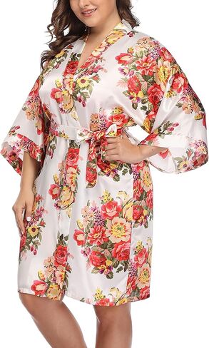 Giova Plus Size Floral Robe Blossom Printed Bride Bridesmaid Bathrobe Pattern Wedding Dressing Gown in Saudi Arabia
