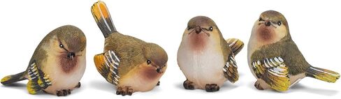 RAZ Imports Striped Wing Bird 2.5 x 2.25 inch Resin Decorative Tabletop Figurine Set of 4, Sage Green in Saudi Arabia