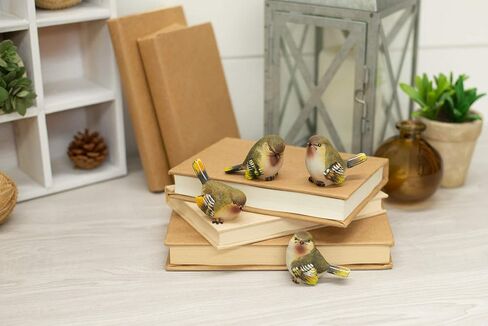 RAZ Imports Striped Wing Bird 2.5 x 2.25 inch Resin Decorative Tabletop Figurine Set of 4, Sage Green in Saudi Arabia