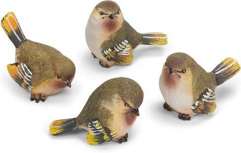 RAZ Imports Striped Wing Bird 2.5 x 2.25 inch Resin Decorative Tabletop Figurine Set of 4, Sage Green in Saudi Arabia