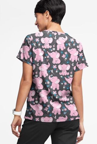 Women's Jungle Party Print Scrub Top (XS-3X) – 3 Pocket Criss Cross Medical Uniform in Saudi Arabia