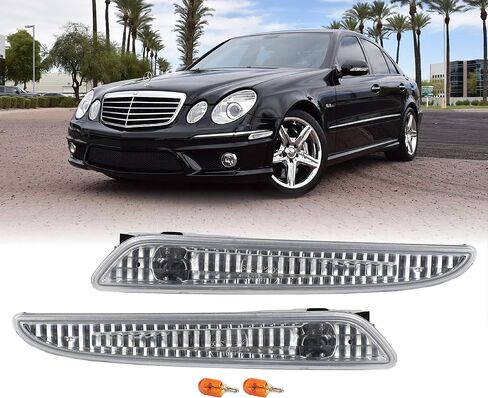 USR 07-09 W211 Side Marker Lights - Front Bumper Sidemarker Lamps (Left + Right) Compatible with 2007-2009 Mercedes Benz E Class W211 E280/E320/E350/E550/AMG E63 (Euro CLEAR Lens, Plug and Play) in Saudi Arabia