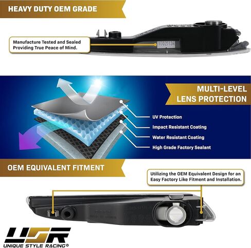 USR 07-09 W211 Side Marker Lights - Front Bumper Sidemarker Lamps (Left + Right) Compatible with 2007-2009 Mercedes Benz E Class W211 E280/E320/E350/E550/AMG E63 (Euro CLEAR Lens, Plug and Play) in Saudi Arabia