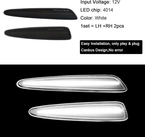 ROCCS 4PCS LED Amber & Red Side Marker Lights Compatible with Chevy Corvette C6 Z06 ZR1 2005-2013 Front Rear Bumper Signal Light Replace OEM Sidemarker, Smoked Lens in Saudi Arabia