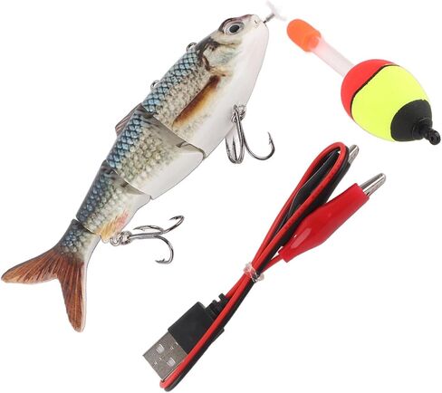 Fishing Lure Robotic Swimming Lure Topwater Lures, Rechargeable Electric Fishing Lure with Green LED Light Multi Jointed, Swimbaits Hard Lures Fishing Tackle Sturdy ABS Material in Saudi Arabia