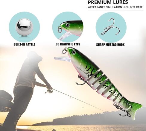 Fishing Lures Lifelike Fishing Lures for Bass/Trout/Walleye/Predator Fish - Realistic Multi Jointed Swimbaits Slow Sinking Bionic Swimming Lures for Saltwater and Freshwater in Saudi Arabia