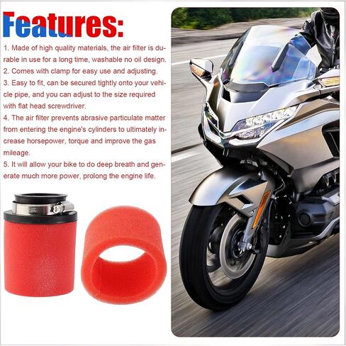 Universal 42mm 1.65inch Red Double Foam Pod Performance Filter Compatible forPit Dirt Bike 125cc 150cc 200cc 250cc GY6 Motorcycle ATV Scooter Quad Go Kart Moped Yamaha 41mm 43mm KH400 in Saudi Arabia