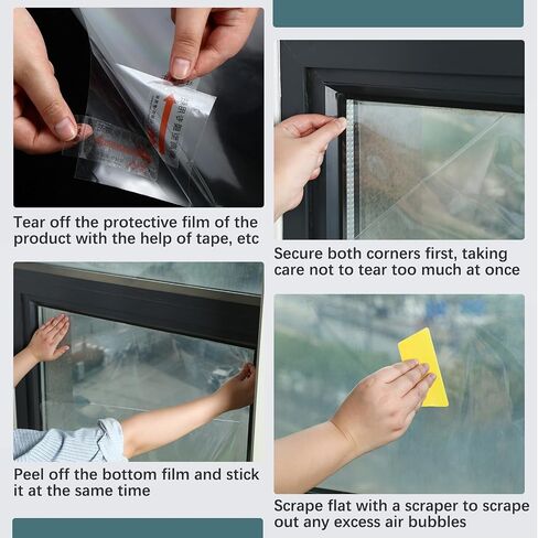 8 Mil Safety Window Film Shatterproof Security Window Film for Glass Windows Anti Shatter Tempered Glass Film Clear Self Adhesive Security and Safety Window Film for Home Office, 24 in x 13 ft in Saudi Arabia