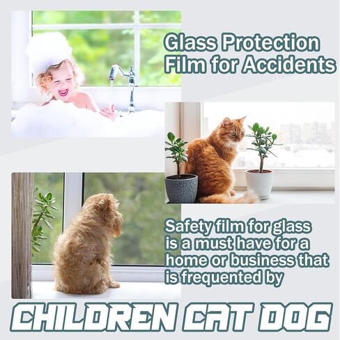 8 Mil Safety Window Film Shatterproof Security Window Film for Glass Windows Anti Shatter Tempered Glass Film Clear Self Adhesive Security and Safety Window Film for Home Office, 24 in x 13 ft in Saudi Arabia